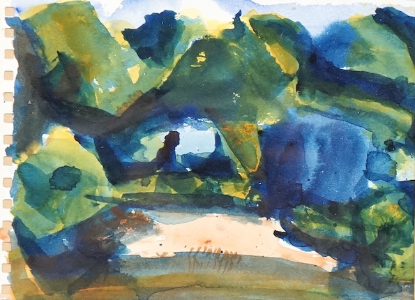 Anthony Wyatt (b.1958), 'Clearing in the wood', Roland Browse & Delbanco inscribed label verso, watercolour, 12.5 x 17cm